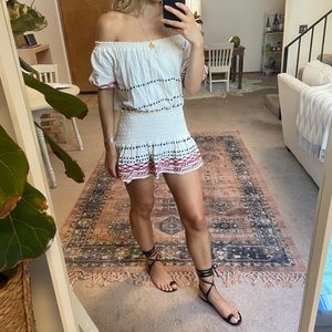 Piper Smocked and Embroidered Mini Dress